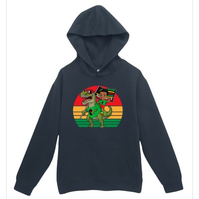 Juneteenth Black King Riding T Rex Dino Funny Urban Pullover Hoodie