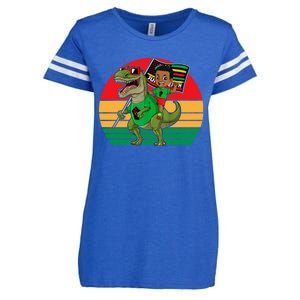 Juneteenth Black King Riding T Rex Dino Funny Enza Ladies Jersey Football T-Shirt