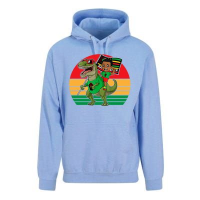 Juneteenth Black King Riding T Rex Dino Funny Unisex Surf Hoodie