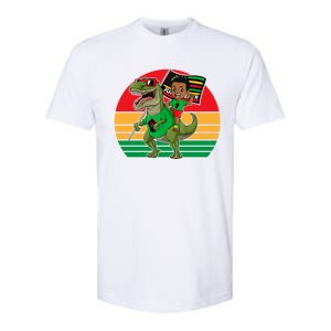 Juneteenth Black King Riding T Rex Dino Funny Softstyle CVC T-Shirt