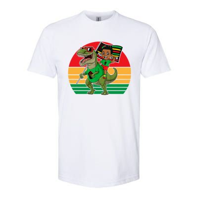 Juneteenth Black King Riding T Rex Dino Funny Softstyle CVC T-Shirt