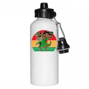 Juneteenth Black King Riding T Rex Dino Funny Aluminum Water Bottle