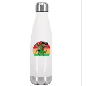 Juneteenth Black King Riding T Rex Dino Funny Stainless Steel Insulated Water Bottle