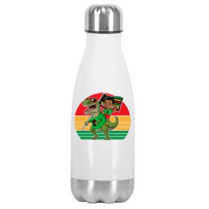 Juneteenth Black King Riding T Rex Dino Funny Stainless Steel Insulated Water Bottle