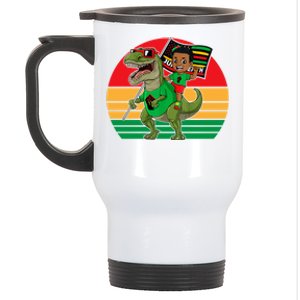 Juneteenth Black King Riding T Rex Dino Funny Stainless Steel Travel Mug