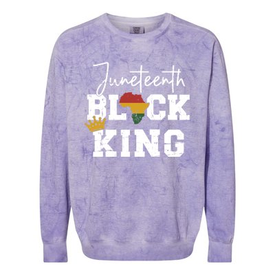 Juneteenth Black King With Pan African Map Flag Gift Colorblast Crewneck Sweatshirt