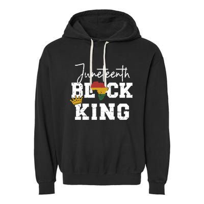 Juneteenth Black King With Pan African Map Flag Gift Garment-Dyed Fleece Hoodie