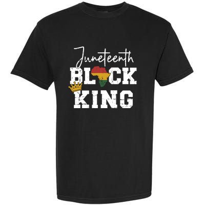 Juneteenth Black King With Pan African Map Flag Gift Garment-Dyed Heavyweight T-Shirt