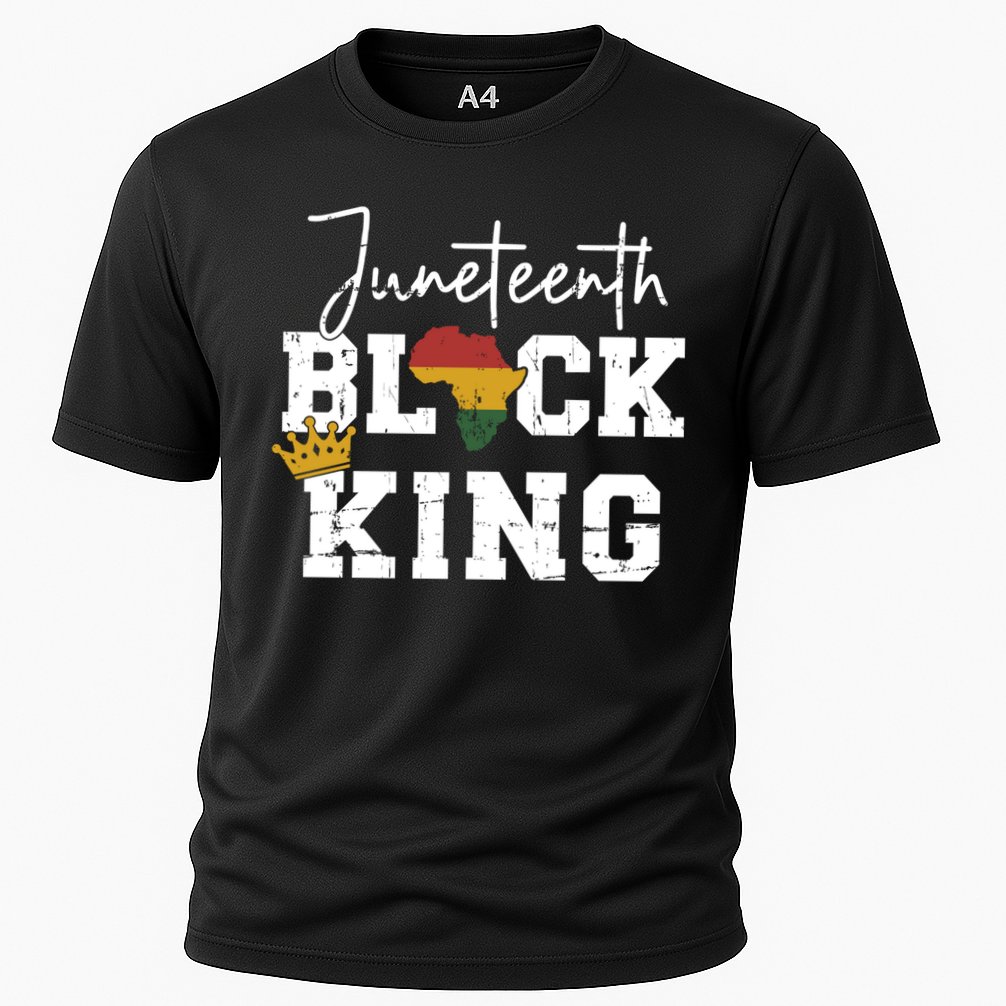 Juneteenth Black King With Pan African Map Flag Gift Cooling Performance Crew T-Shirt