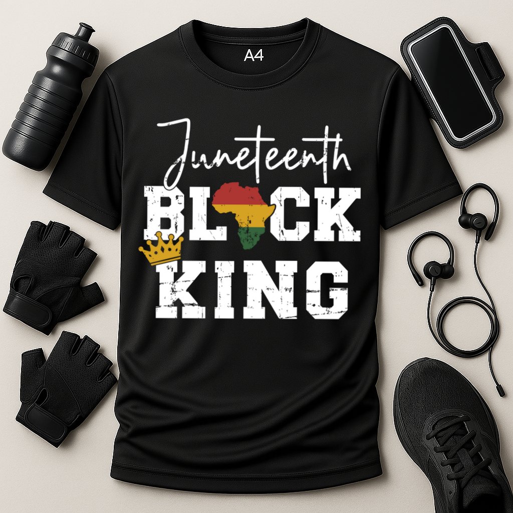 Juneteenth Black King With Pan African Map Flag Gift Cooling Performance Crew T-Shirt