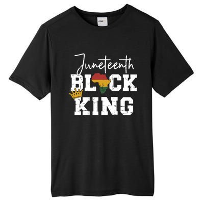 Juneteenth Black King With Pan African Map Flag Gift Tall Fusion ChromaSoft Performance T-Shirt