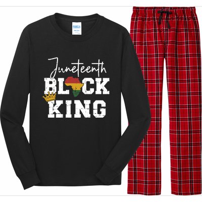 Juneteenth Black King With Pan African Map Flag Gift Long Sleeve Pajama Set