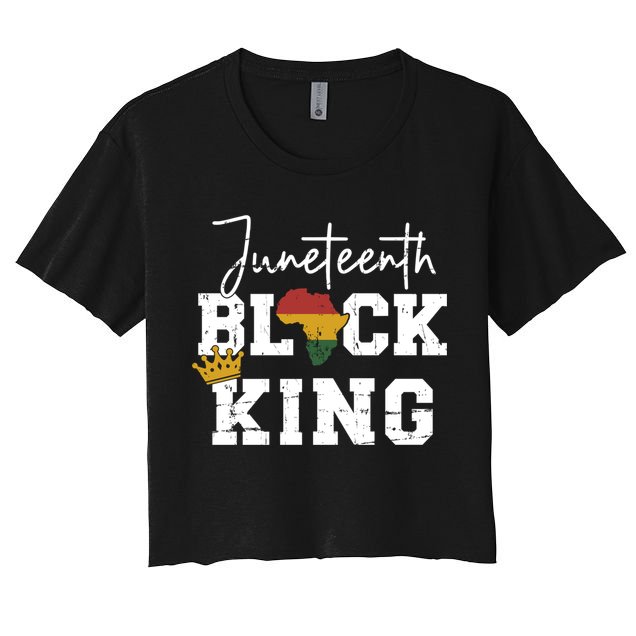 Juneteenth Black King With Pan African Map Flag Gift Crop Top