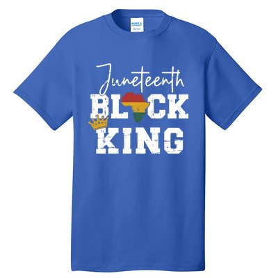 Juneteenth Black King With Pan African Map Flag Gift Tall T-Shirt