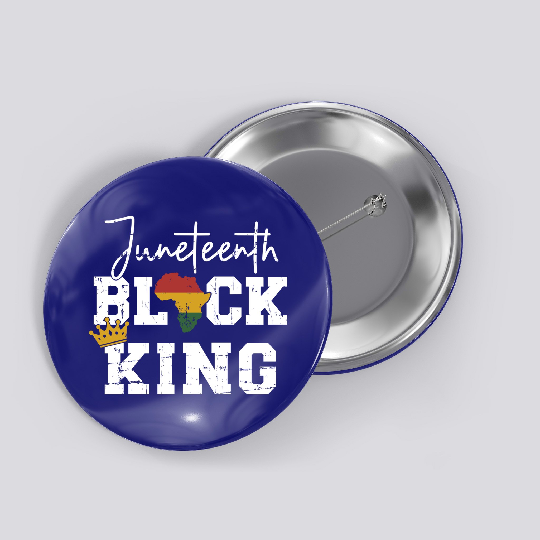 Juneteenth Black King With Pan African Map Flag Gift Button