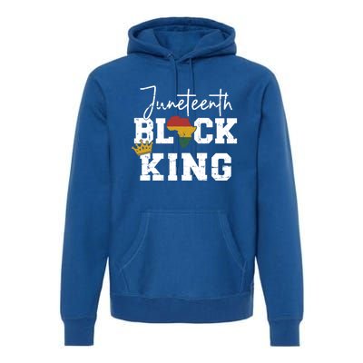 Juneteenth Black King With Pan African Map Flag Gift Premium Hoodie