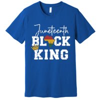 Juneteenth Black King With Pan African Map Flag Gift Premium T-Shirt