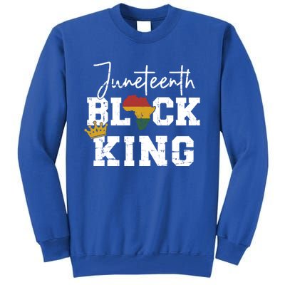 Juneteenth Black King With Pan African Map Flag Gift Tall Sweatshirt