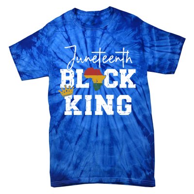 Juneteenth Black King With Pan African Map Flag Gift Tie-Dye T-Shirt