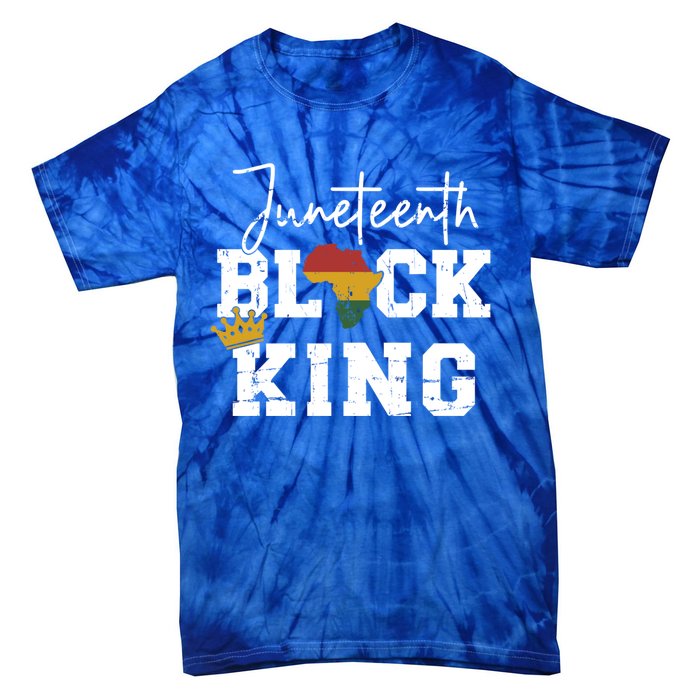 Juneteenth Black King With Pan African Map Flag Gift Tie-Dye T-Shirt