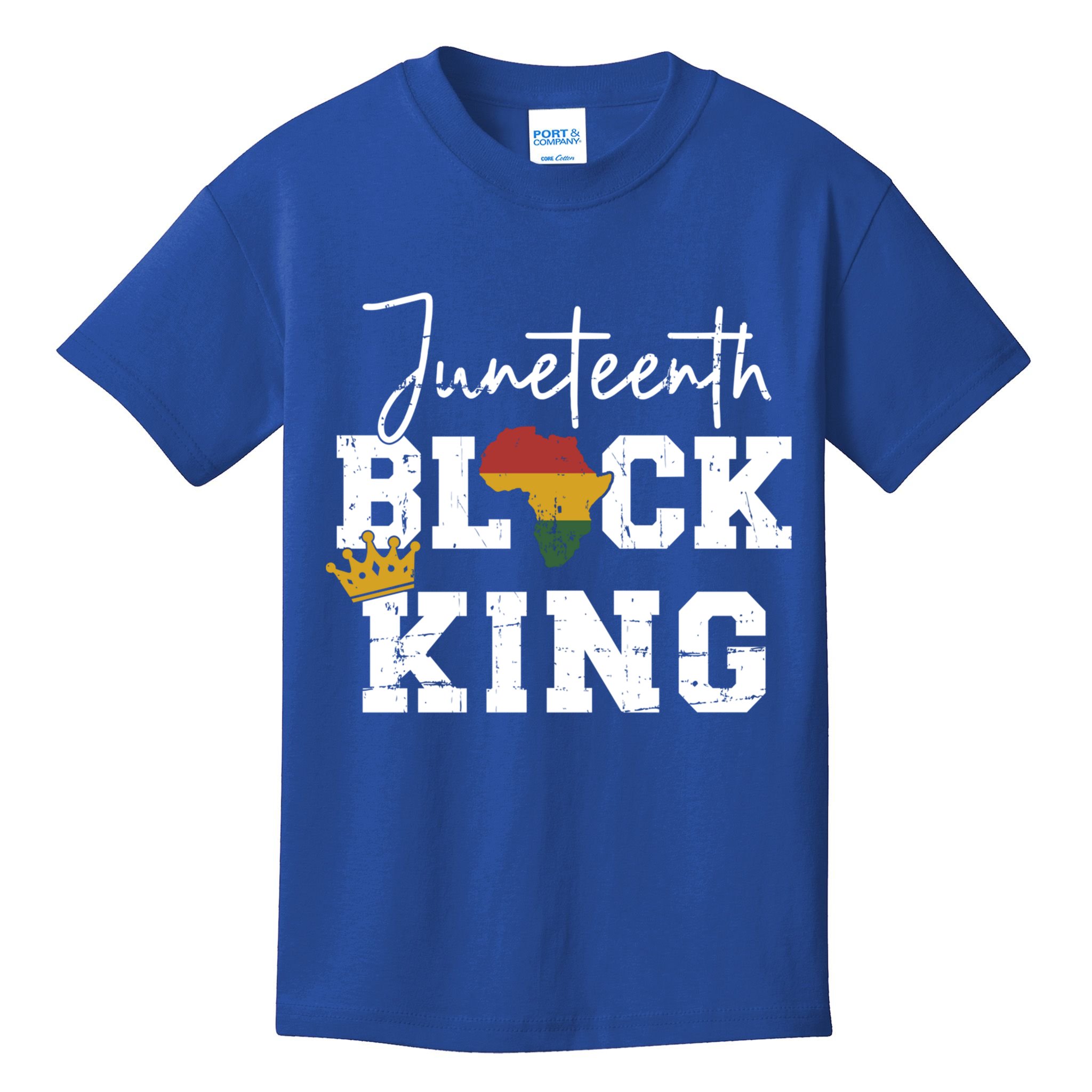 Juneteenth Black King With Pan African Map Flag Gift Kids T-Shirt