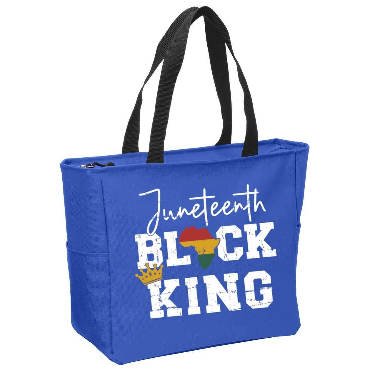 Juneteenth Black King With Pan African Map Flag Gift Zip Tote Bag