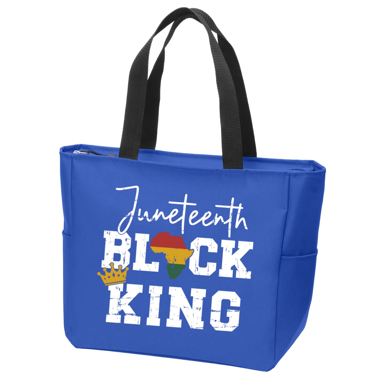Juneteenth Black King With Pan African Map Flag Gift Zip Tote Bag