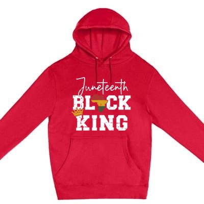 Juneteenth Black King With Pan African Map Flag Gift Premium Pullover Hoodie