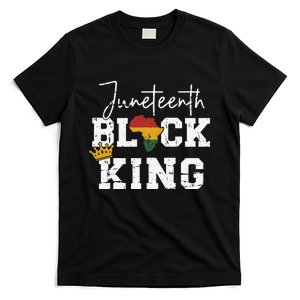 Juneteenth black king with pan african map flag T-Shirt