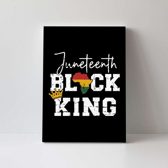 Juneteenth black king with pan african map flag Canvas