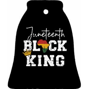 Juneteenth black king with pan african map flag Ceramic Bell Ornament