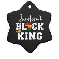 Juneteenth black king with pan african map flag Ceramic Star Ornament