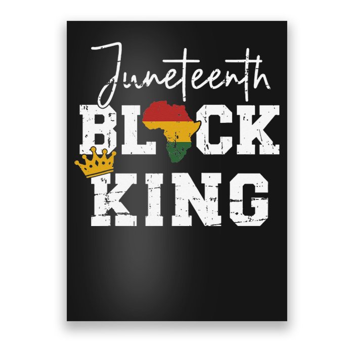 Juneteenth black king with pan african map flag Poster