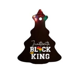 Juneteenth black king with pan african map flag Ceramic Tree Ornament