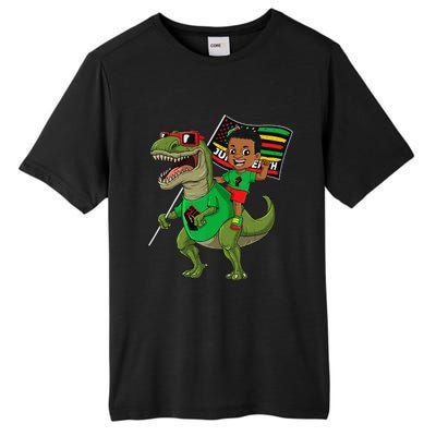 Juneteenth Black King Riding T Rex Dino Funny Flag Tall Fusion ChromaSoft Performance T-Shirt