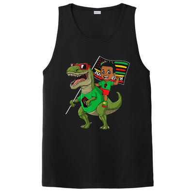 Juneteenth Black King Riding T Rex Dino Funny Flag PosiCharge Competitor Tank