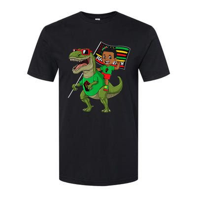 Juneteenth Black King Riding T Rex Dino Funny Flag Softstyle CVC T-Shirt