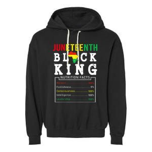 Juneteenth Black King Nutrition Facts Fathers Day Melanin Garment-Dyed Fleece Hoodie