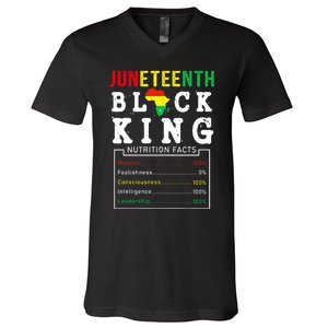 Juneteenth Black King Nutrition Facts Fathers Day Melanin V-Neck T-Shirt