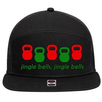 Jingle Bells Kettlebell Christmas Holiday Workout 7 Panel Mesh Trucker Snapback Hat