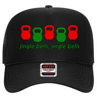 Jingle Bells Kettlebell Christmas Holiday Workout High Crown Mesh Back Trucker Hat