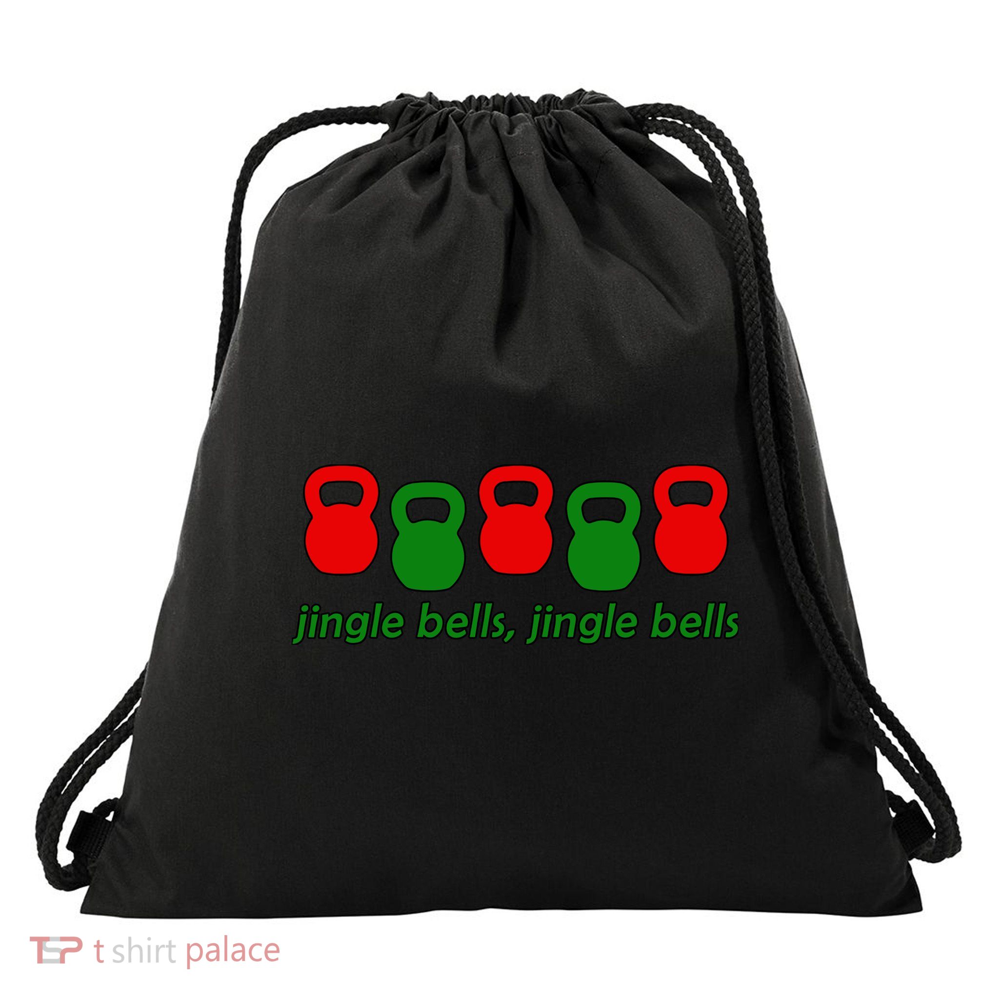 Jingle Bells Kettlebell Christmas Holiday Workout Drawstring Bag