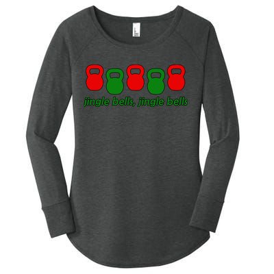 Jingle Bells Kettlebell Christmas Holiday Workout Women's Perfect Tri Tunic Long Sleeve Shirt