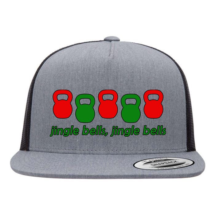 Jingle Bells Kettlebell Christmas Holiday Workout Flat Bill Trucker Hat