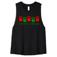 Jingle Bells Kettlebell Christmas Holiday Workout Women's Racerback Cropped Tank