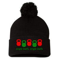 Jingle Bells Kettlebell Christmas Holiday Workout Pom Pom 12in Knit Beanie