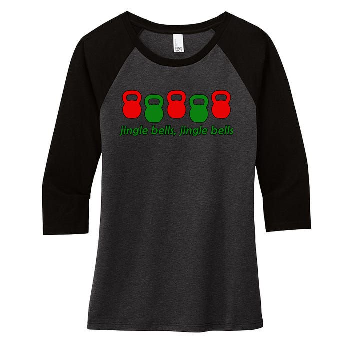 Jingle Bells Kettlebell Christmas Holiday Workout Women's Tri-Blend 3/4-Sleeve Raglan Shirt