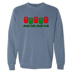 Jingle Bells Kettlebell Christmas Holiday Workout Garment-Dyed Sweatshirt