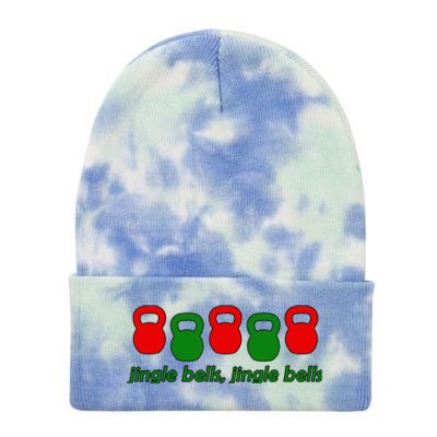 Jingle Bells Kettlebell Christmas Holiday Workout Tie Dye 12in Knit Beanie