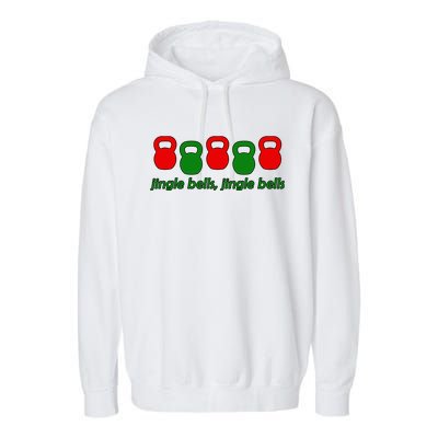 Jingle Bells Kettlebell Christmas Holiday Workout Garment-Dyed Fleece Hoodie